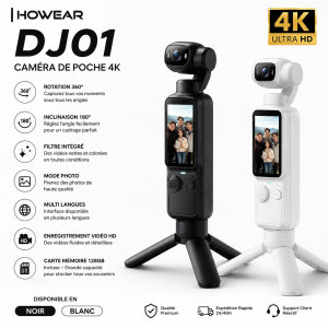 Howear DJ01 4K caméra de poche